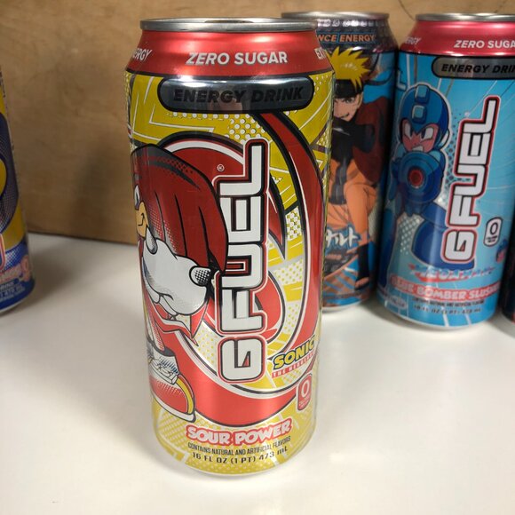 Lot of 6 G Fuel Limited Edition Energy Drink Cans Pacman Sonic Naruto Mega Man - Picture 4 of 7